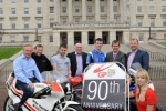 PACEMAKER, BELFAST, 14/6/2012: Ulster Grand Prix girl April Linton joins Clerk of the Course Noel Johnston, Minister Edwin Poots MLA, title sponsor Darren McKinstry and top road racers Brian Reid, William Dunlop, Bruce Anstey and Conor Cummins to launch the 2012 McKinstry Skip Hire Ulster Grand Prix at Stormont estate today. This is the 90th anniversary of the race and Bike Week will take place between 6-11 August.
PICTURE BY STEPHEN DAVISON
