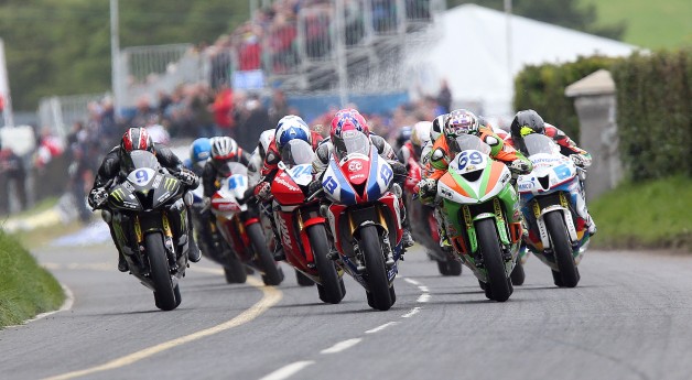 PACEMAKER, BELFAST, 8/8/2015: Lee Johnston (East Coast Construction Triumph) leads off the line at the start of the second Supersport race at the Ulster Grand Prix. PICTURE BY STEPHEN DAVISON